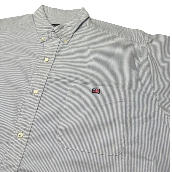 Ralph Lauren Jeans Co. VTG Short Sleeve Button Up Shirt XL White/Blue - Picture 3 of 7